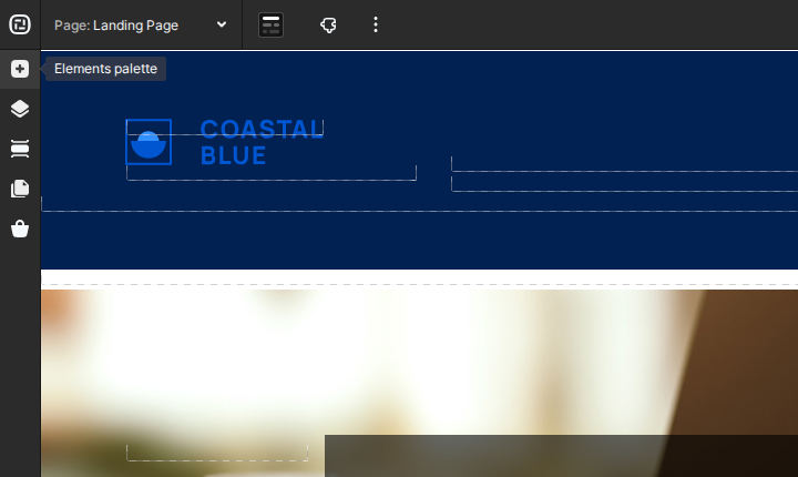 Elements palette tooltip on the Add elements control in Creative Studio