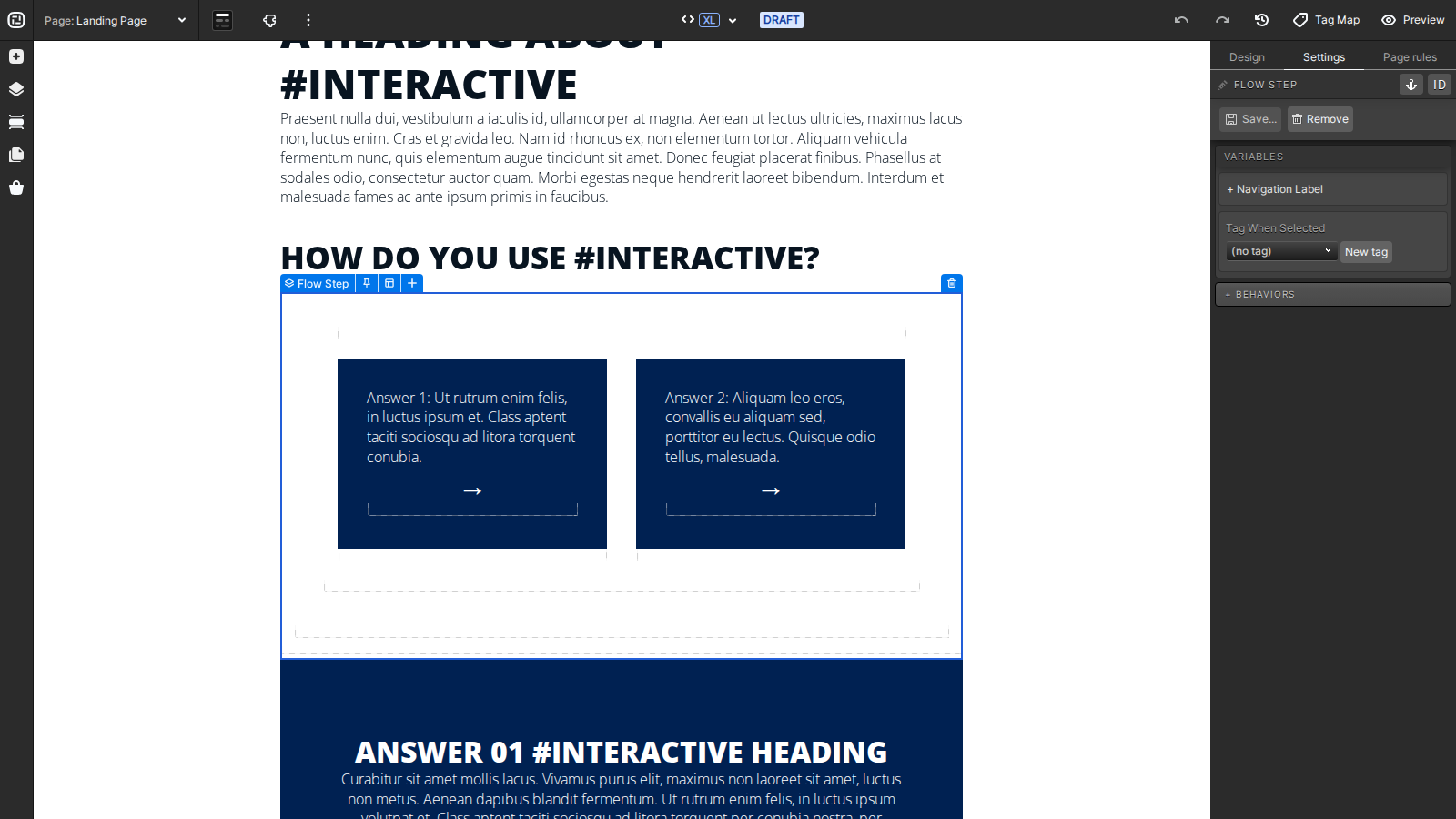 Flow Step selected in the current Creative Studio