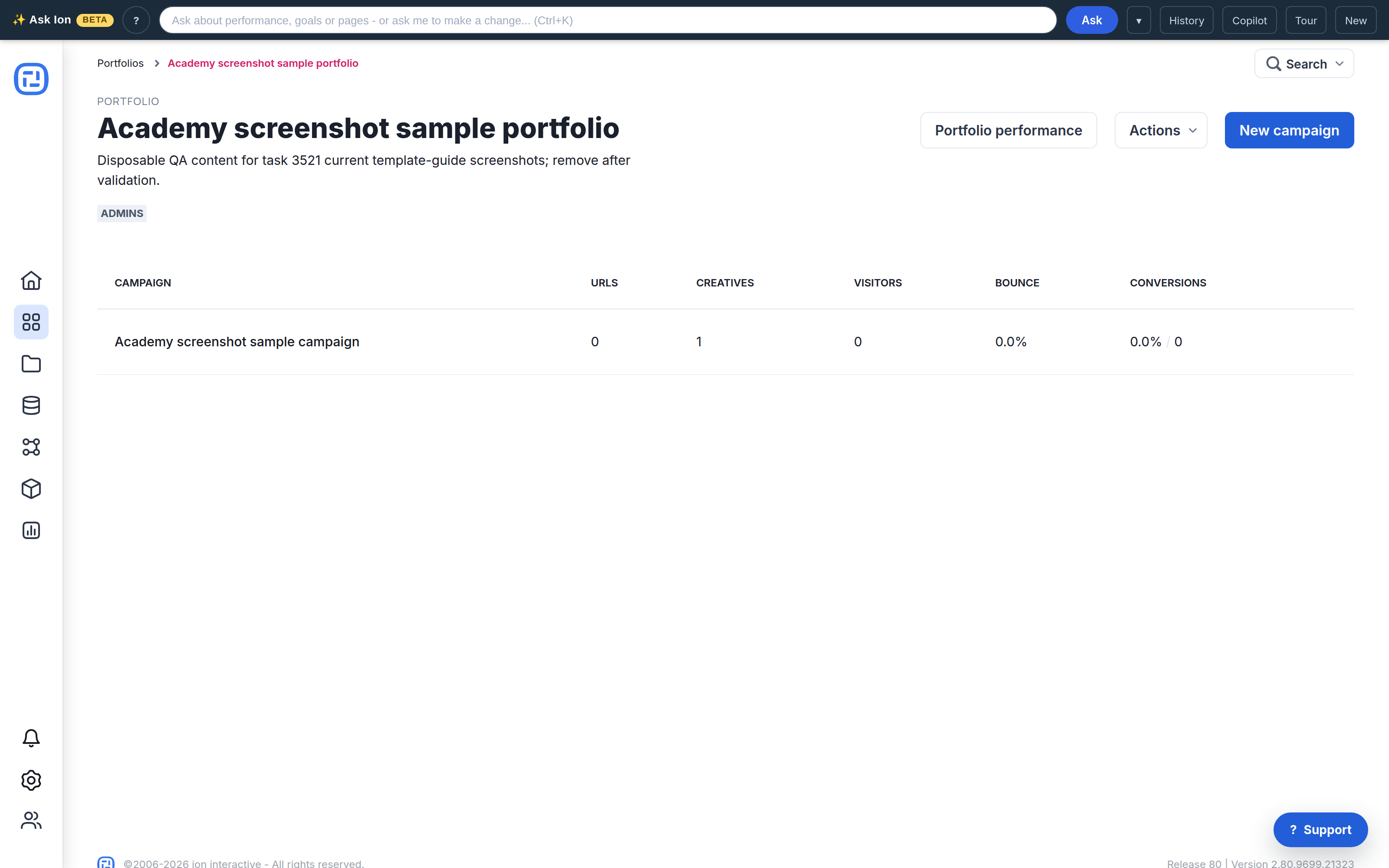 Current portfolio screen