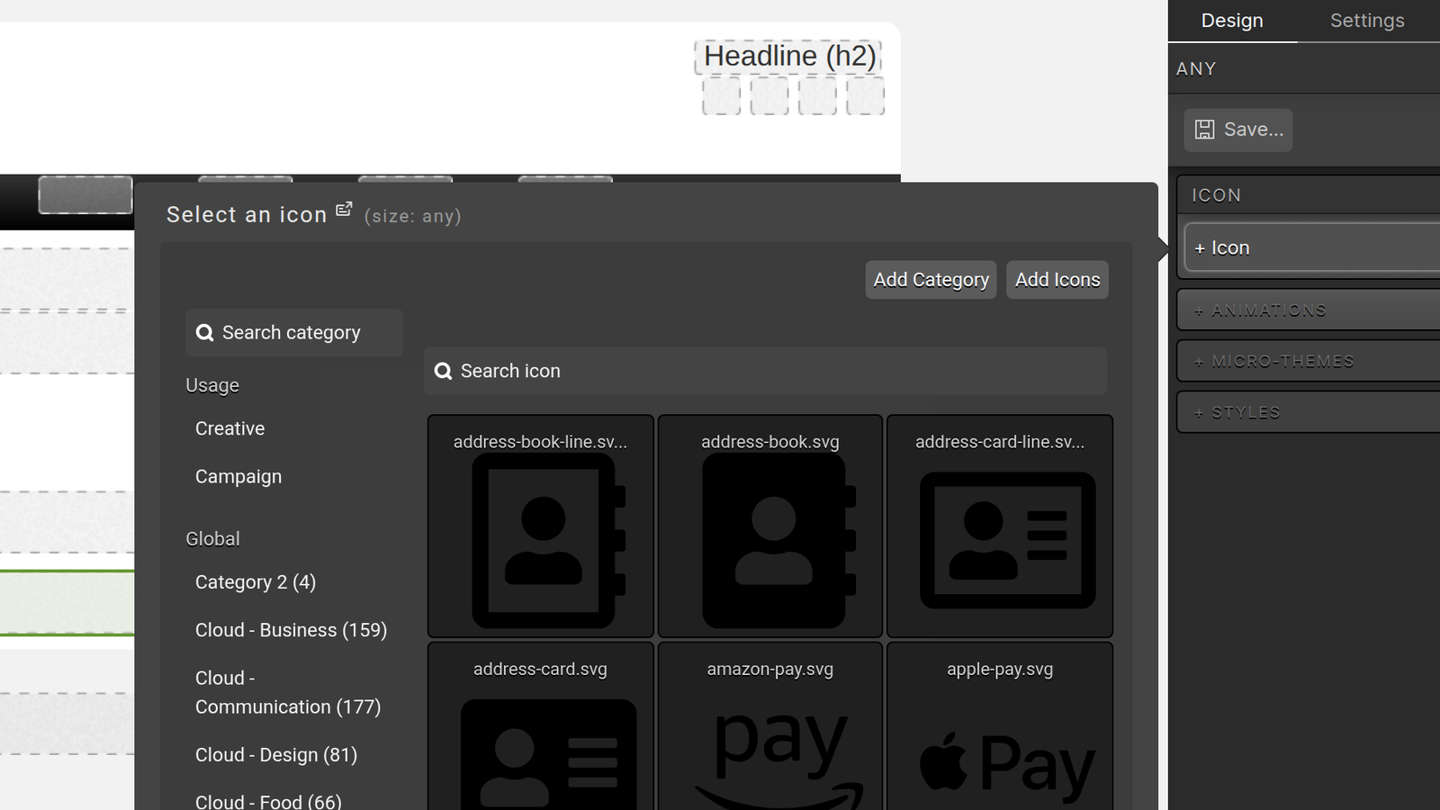 Current icon selector
