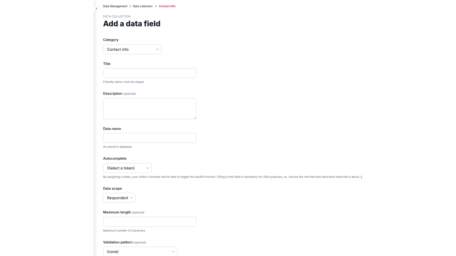 Current data field editor