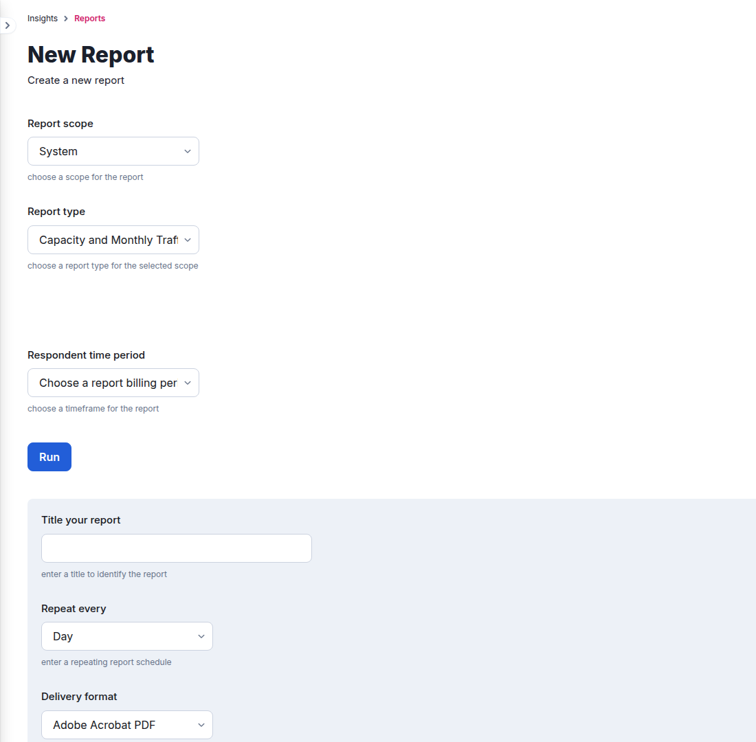Current New Report form in Ion Insights
