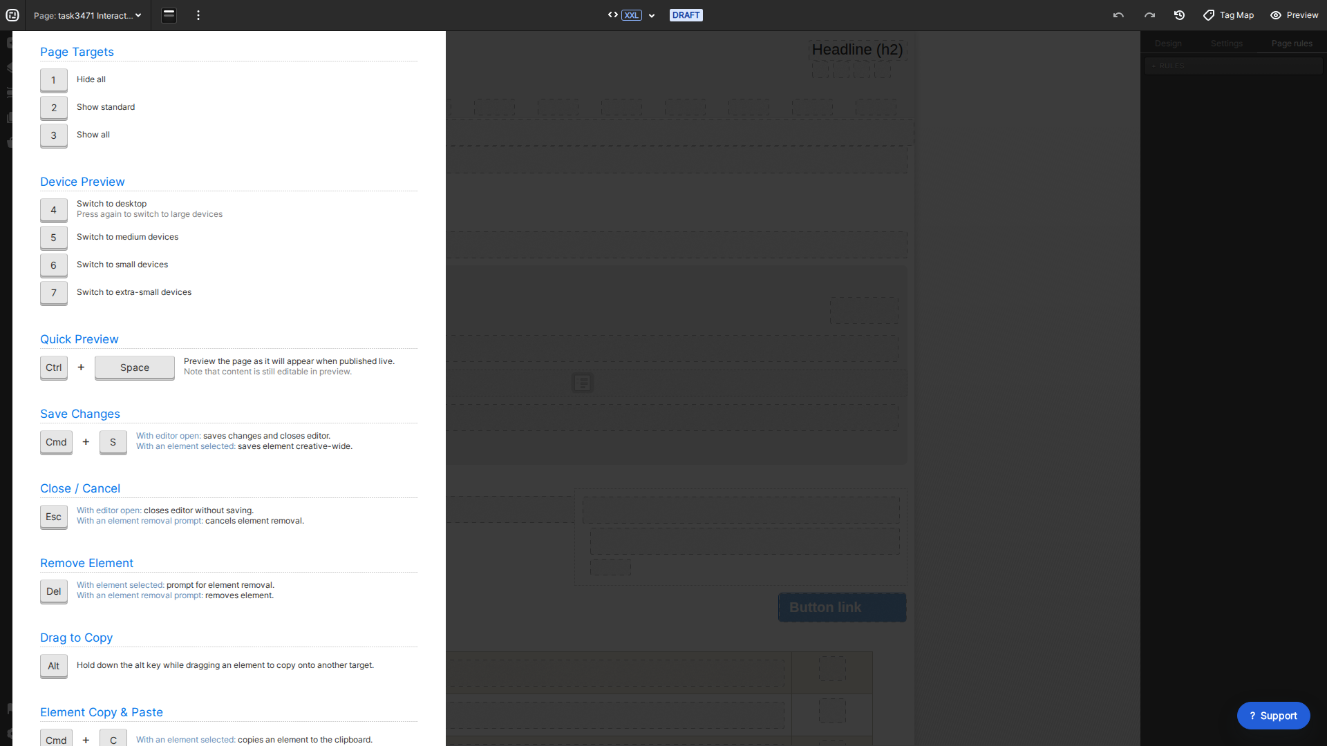 Current Creative Studio keyboard shortcuts