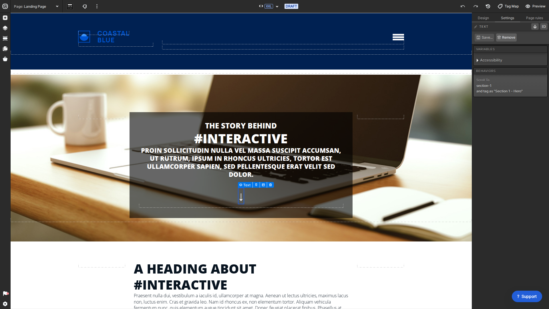 Current Creative Studio Scroll To behavior